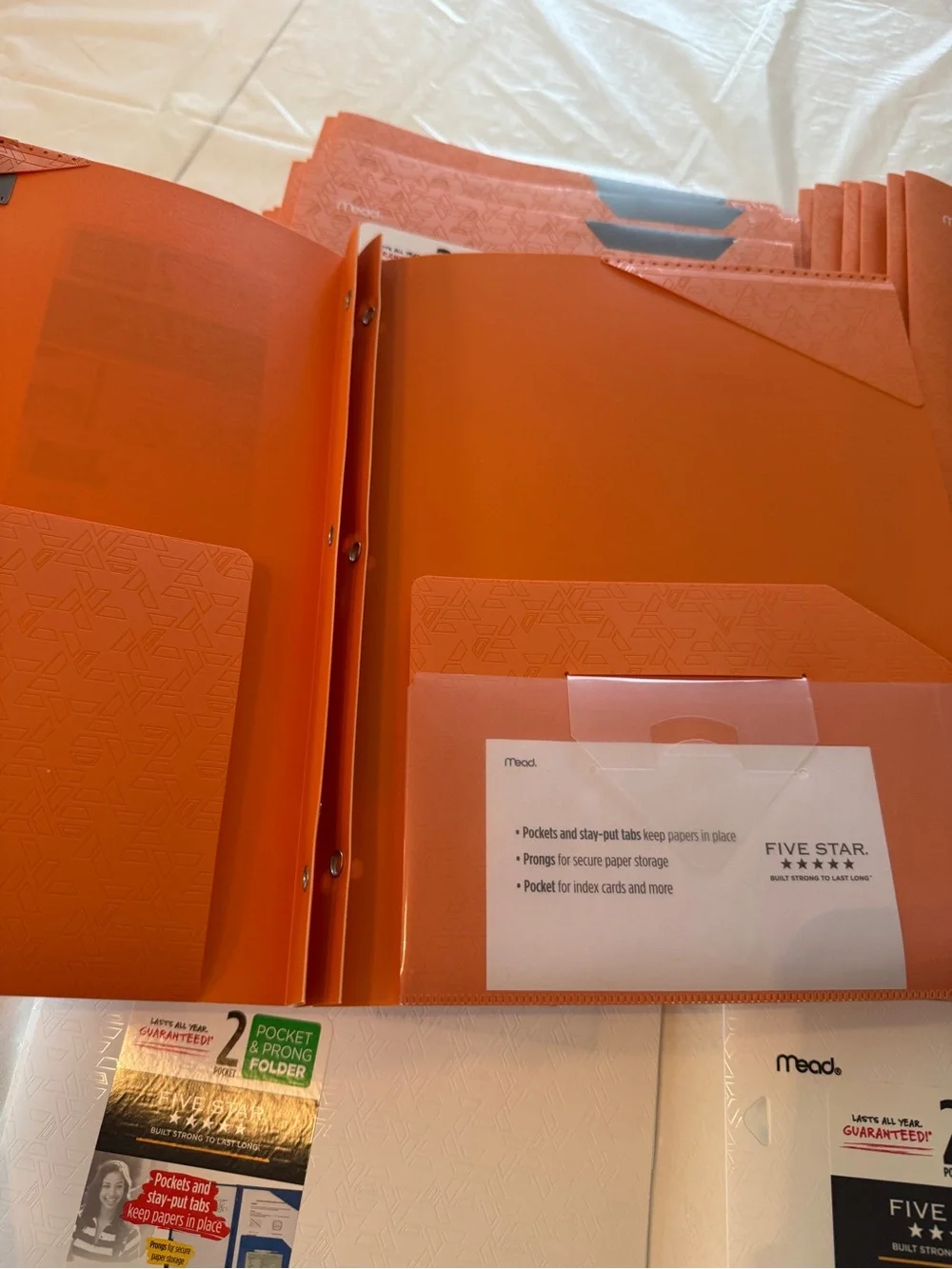 Mead Five Star Pocket Folders New Orange & White (21 Folders)